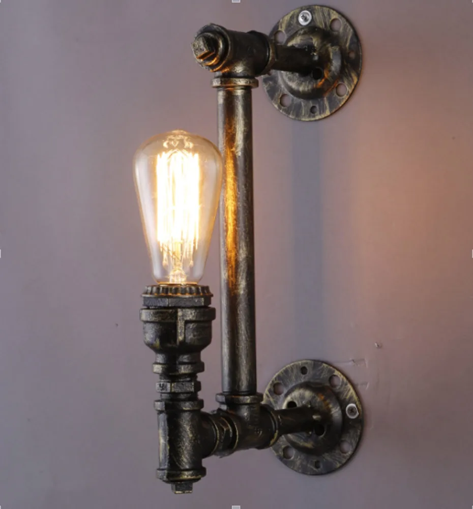 Loft industrial steampunk country style wall lamp retro iron waterpipe wall sconces e27 ac110v 240v home lamp fixtures lamparas in led indoor wall lamps