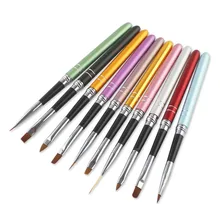 10 Pcs Colorful Metal UV Gel Design Polish 3D Nail Art Painting Brush Pen Set