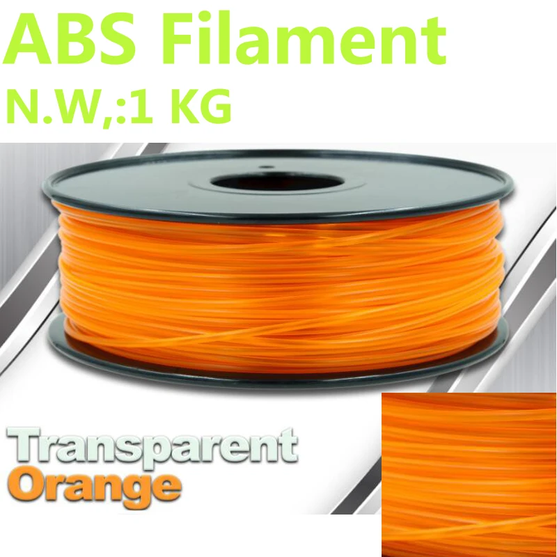 

Transparent orange impressora 3d filamento abs 1.75 mm PinRui Brand 1 kg 3d plastic filament 375m 3d pen plastic abs filament