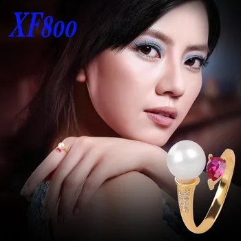 

XF800 Brand Natural Freshwater Pearl Ring 8-9mm White Real Freshwater Pearl Wedding Bands Classical For engagement J106