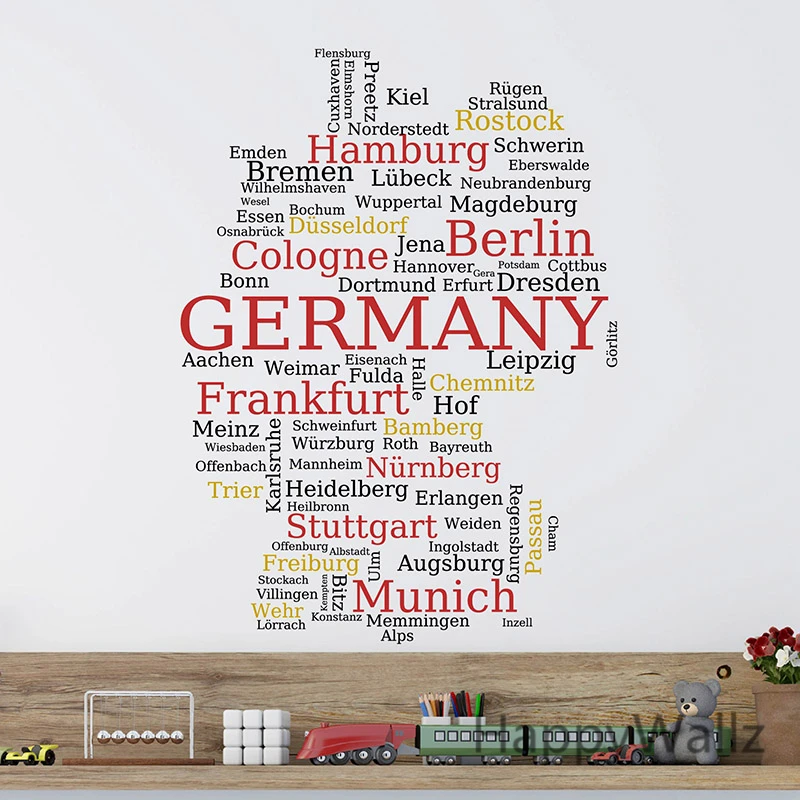 German Map Wall Sticker Map Of Germany  Wall Decal 3D 
