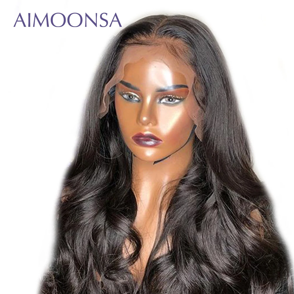 Невидимый кружевной парик прозрачный 360 парик шнурка 150 густые натуральные волосы конский хвост волнистые необработанные индийские волосы