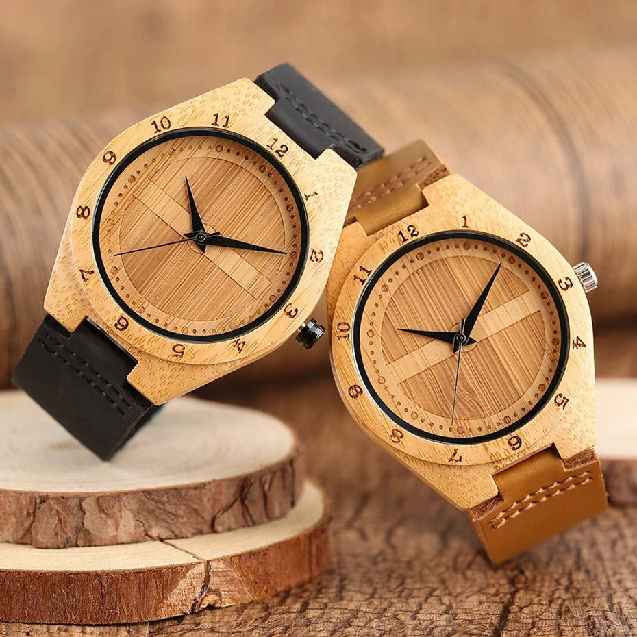 2017 Minimalist Wood Watch Male Watch Natural Bamboo Wood Watch Genuine Leather Casual Quartz Clock Men's Sports Reloj de madera 2018 Christmas Gifts (13)