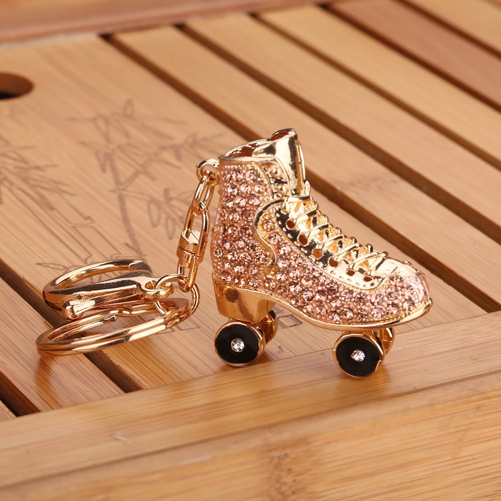 

New style Roller Skates Shoe Crystal Keychain Handbag Pendant Keys Holder Rhinestone Keyring