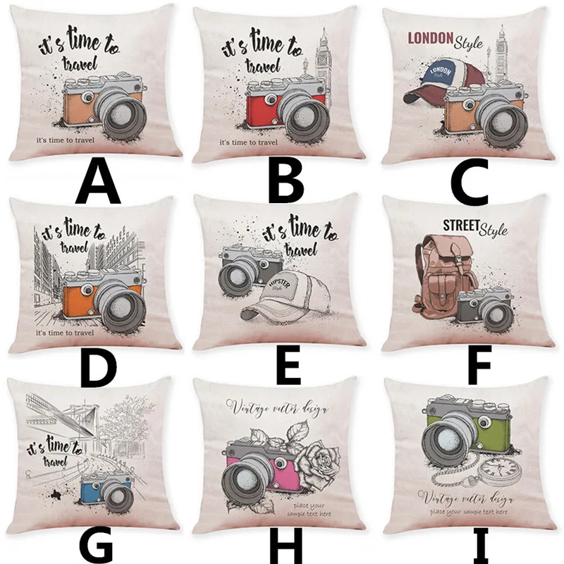 

Home Decor Cushion Cover Camera Landscape Throw Pillowcase Pillow Covers For Car Drop