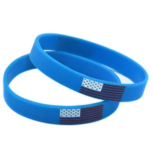 OBH 2 шт синий и белый гравированный Американский Силиконовый браслет с флагом