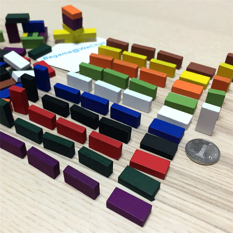 

50Pcs 20*10*5mm Colorful Brick marks Cuboid Wood Chess Game pieces For tokens Board Games Accessory 10 Colors