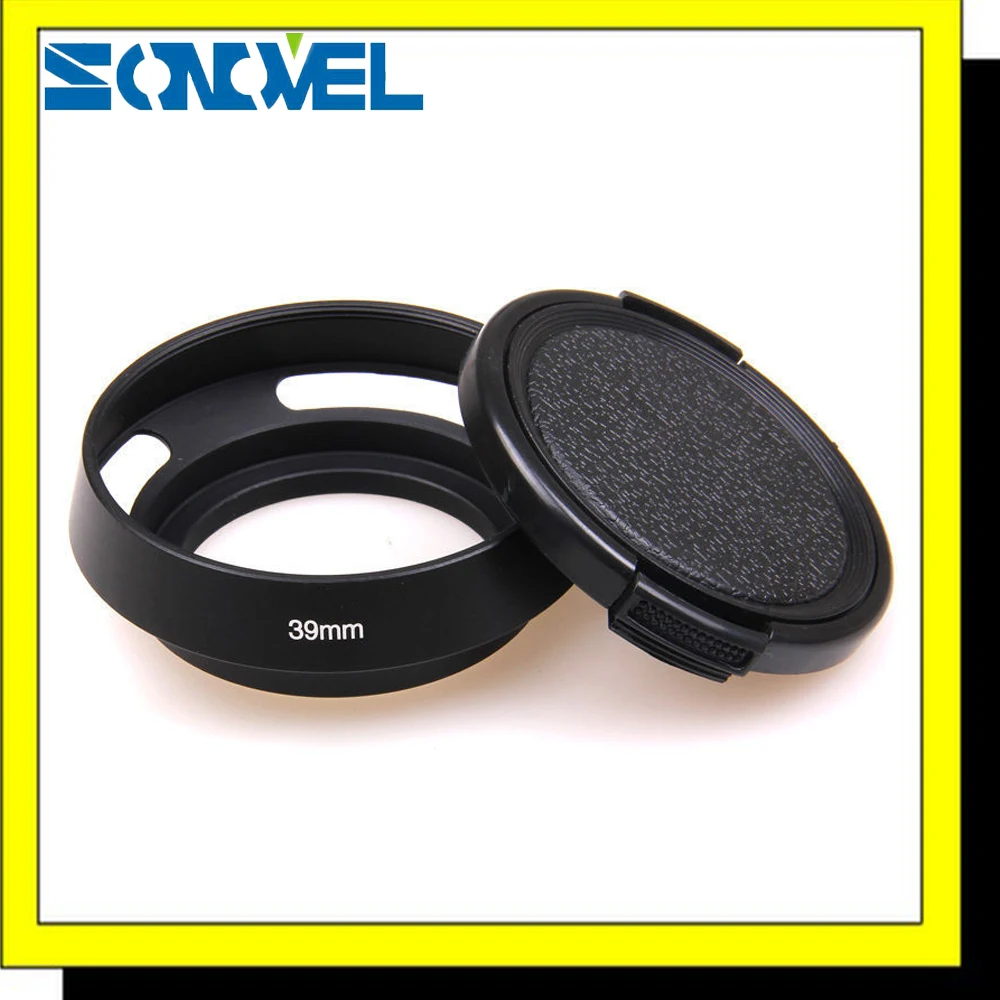 

39mm Screw-in metal tilted vented Lens Hood + Lens cap For Leica M Contax Fujifilm Zeiss Olympus Panasonic Canon Sony Nikon