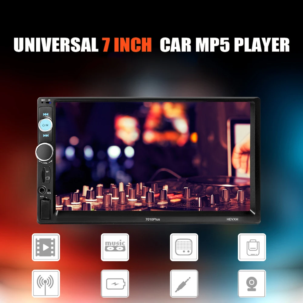 

HEVXM 2 Din Car Radio 7" Touch Screen 7010 Plus Car Audio Stereo Video Multimedia MP5 Player FM/USB/AUX/Bluetooth Universal
