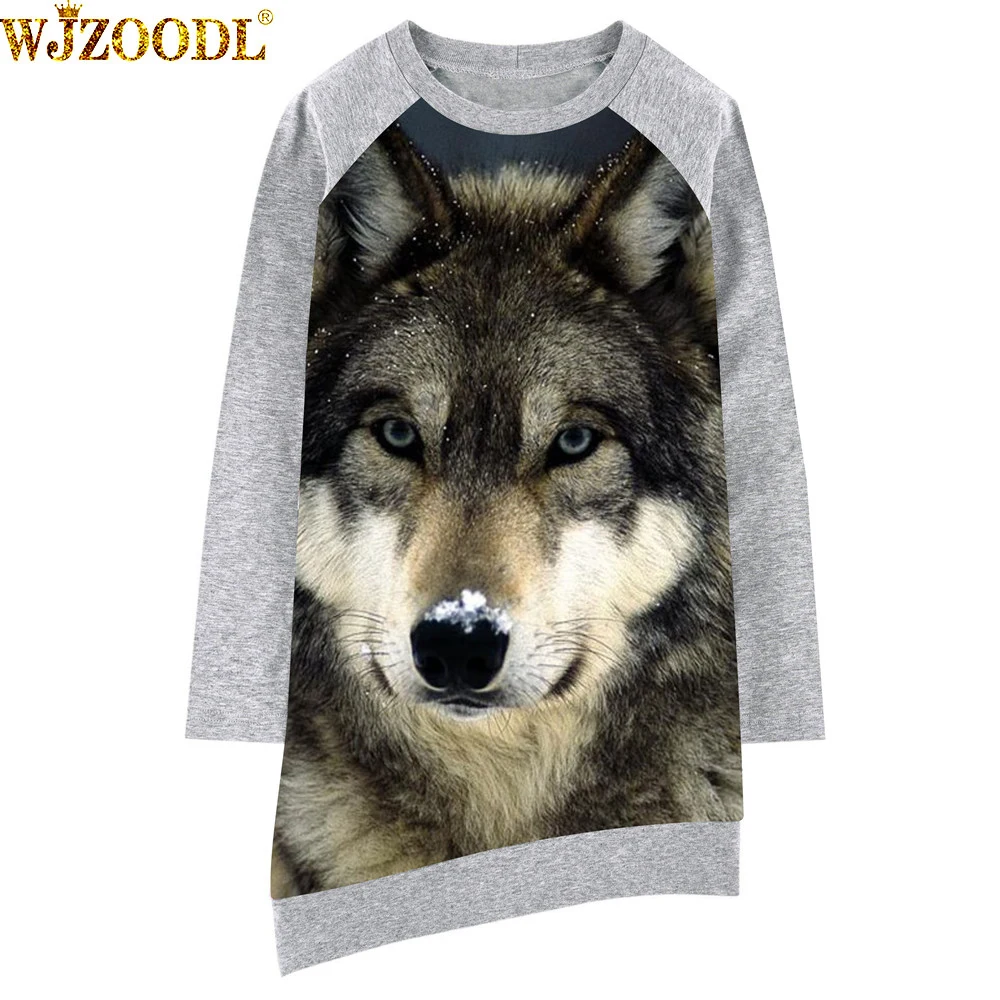 

Childre dress Long sleeve Girl clothing black Wolf Fashion Kids Baby Dresses bibs Print Children Dress Designer Clothes