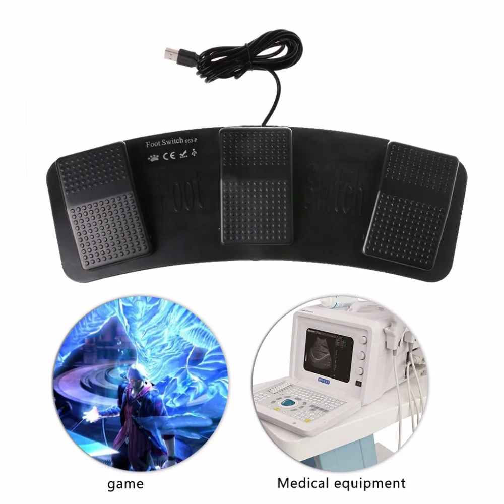 

FS3-P USB Triple Foot Switch Pedal Control Keyboard Mouse PC game Plastic