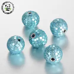 5 шт. 19 мм Круглые Железные бусины для Набор для изготовления ювелирных украшений вручную браслет ожерелье, светло-синий, отверстие: 3 мм