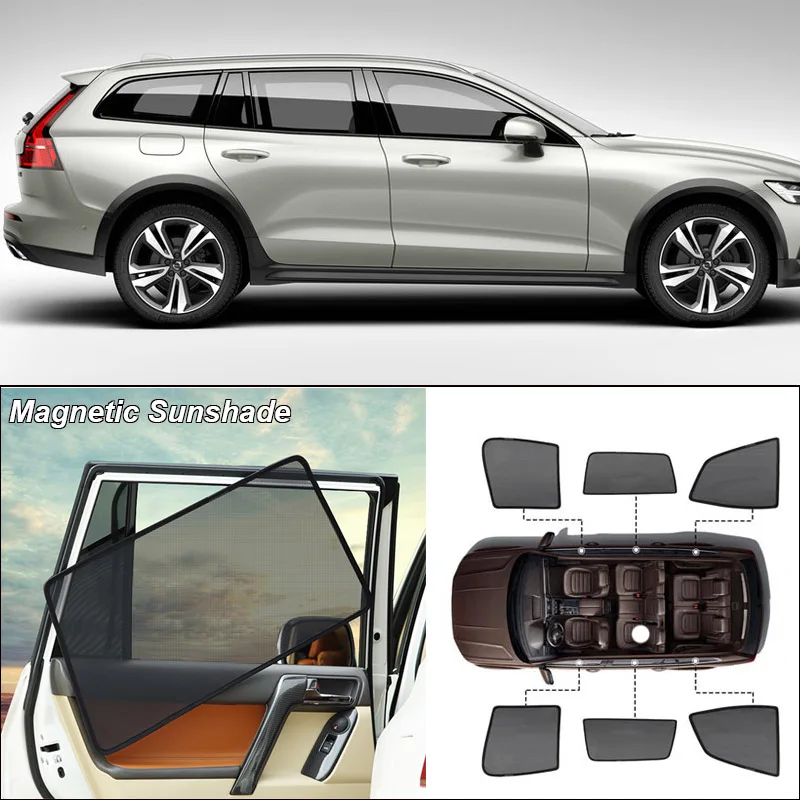 

Car Side Windows Magnetic Sun Shade UV Protection Ray Blocking Mesh Visor For Volvo V60 Curtain Accessories