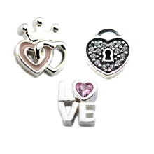 3 шт/лот висячий замок любовь скрипт Корона сердце Petites упаковка шармы маленькие бусины для DIY коробка подвешиваемый кулон ожерелье ювелирные изделия