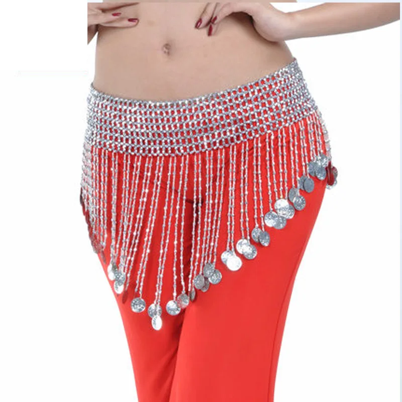 

Gold Silver Beads Oriental Belly Dance Bellydance Coins Belt for Sale Women Waves Indian Dance Accessories Waist Chain