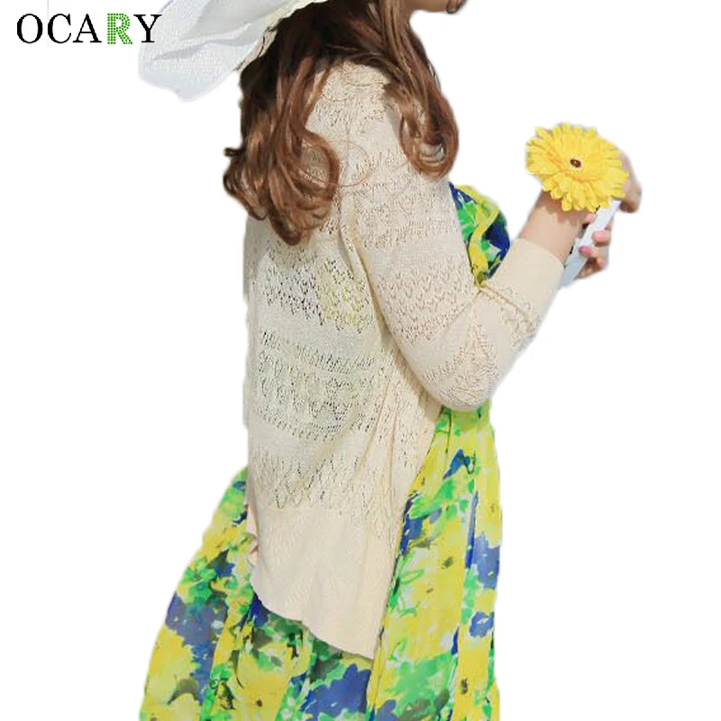 Hollow Out Women Sweaters Mujer Summer Cardigan Thin V-neck Maglioni Donna Knitted Cardigans Crochet Top Femme Fashion Haut