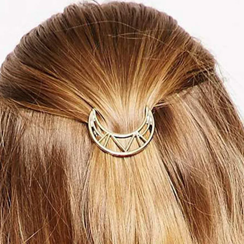 Minimalist Boho Hollow Moon Hair Pins Women Girls Hair Clips Crescent