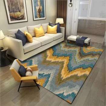 

Area Rug for Bedroom European and American Abstract Asymmetric Geometric Wave Carpet Coffee Table Floor Mat Non-slip Carpet Rugs