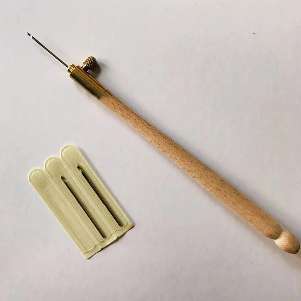 

With 3 Needles DIY Wooden Handle Tambour Crochet Hook Embroidery Sewing Tool Lightweight Beading Hoop Knitting Craft French