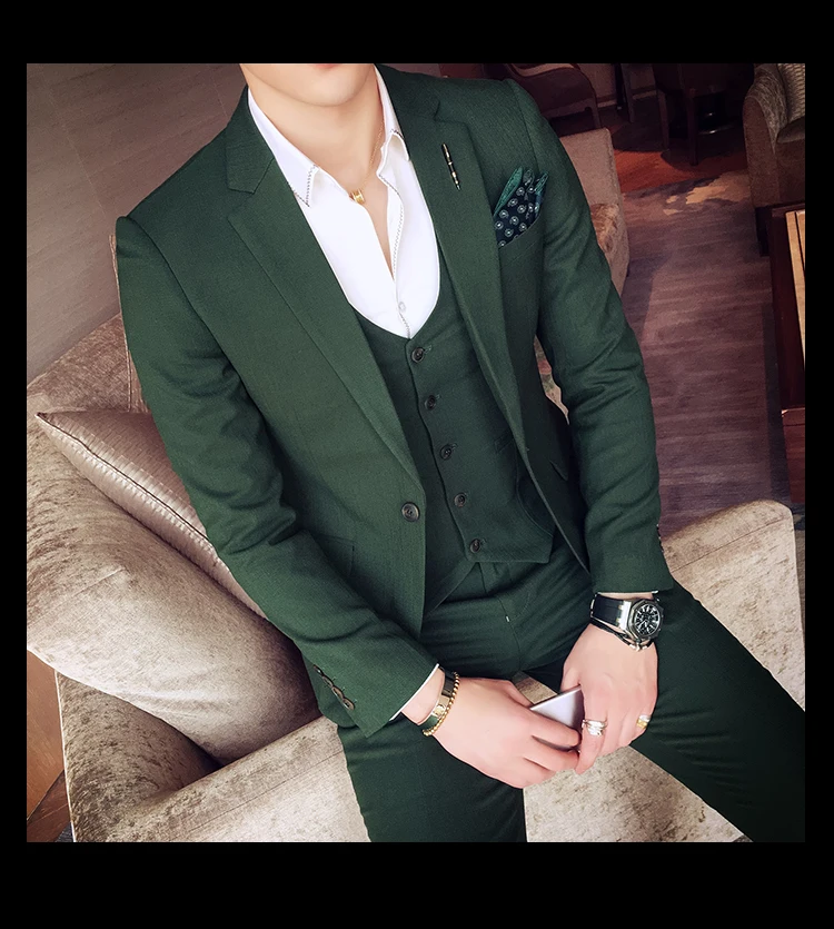Зеленый пиджак-смокинг, мужские костюмы, облегающие комплекты из 3 предметов, белые стильные дизайнерские костюмы для выпускного вечера, серый костюм, Homme Mariage Smocking