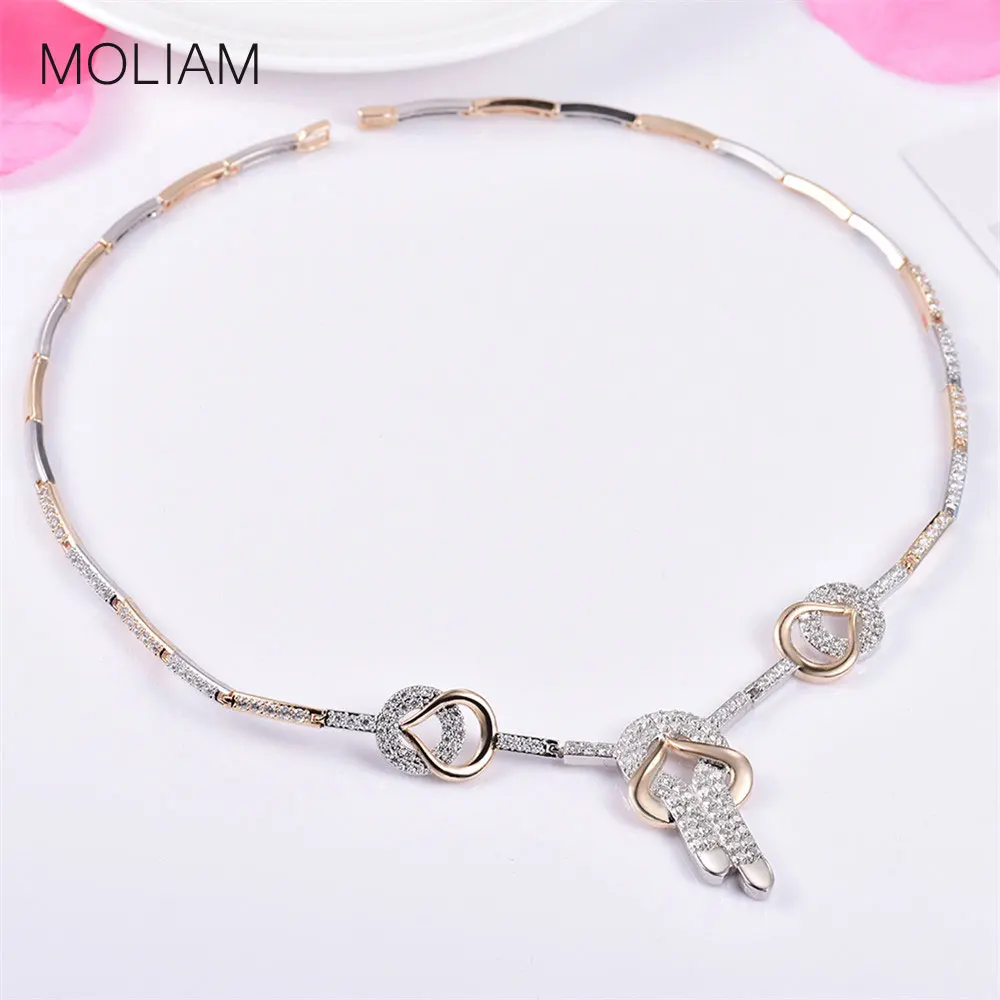 

MOLIAM Fashion Cubic Zirconia Chain Necklaces for Women Female Silver/Gold-Color Luxury Crystal Wedding Party Jewelry MLP808