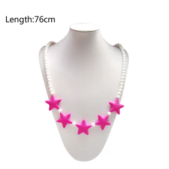 

Baby Teethers Five-pointed Star Pearl Necklace For Mummy Decoration Baby Food Grade Silicone Teething Toy Chain Dental Care