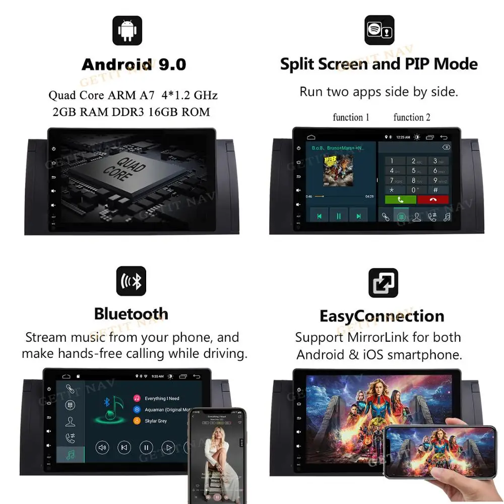 Flash Deal Android 9.0 BMW E38 E39 E53 M5, Car Stereo Radio No DVD Player BT Wifi Car Head Unit GPS Navigation with Newest Map DSP IPS 1