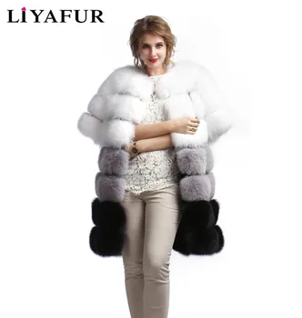 Günstig LIYAFUR New Women's Real Genuine Fox Fur Coat With Half Sleeve 100% Natural Fur Outerwear For Women Winter Long Warm Vest Gilet