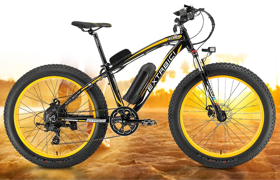 Clearance Cyrusher XF660 4.0 Fat Tire Electric Bike 500Watt 48V 10.4ah 7 Speeds Mechanical Disc Brake with Adjustable Handlebar Bike Light 1