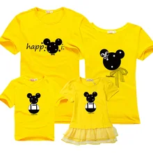 2016 summer family matching clothes father mother and son casual cotton T-Shirt mother and daughter matching outfits Cartoon