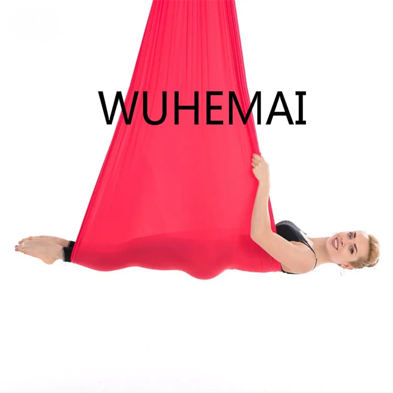 Beste Wuhemai Vlucht Anti gravity yoga hangmat swing stof Antenne Tractie Apparaat De professionele yoga riem van de elastische yoga hall