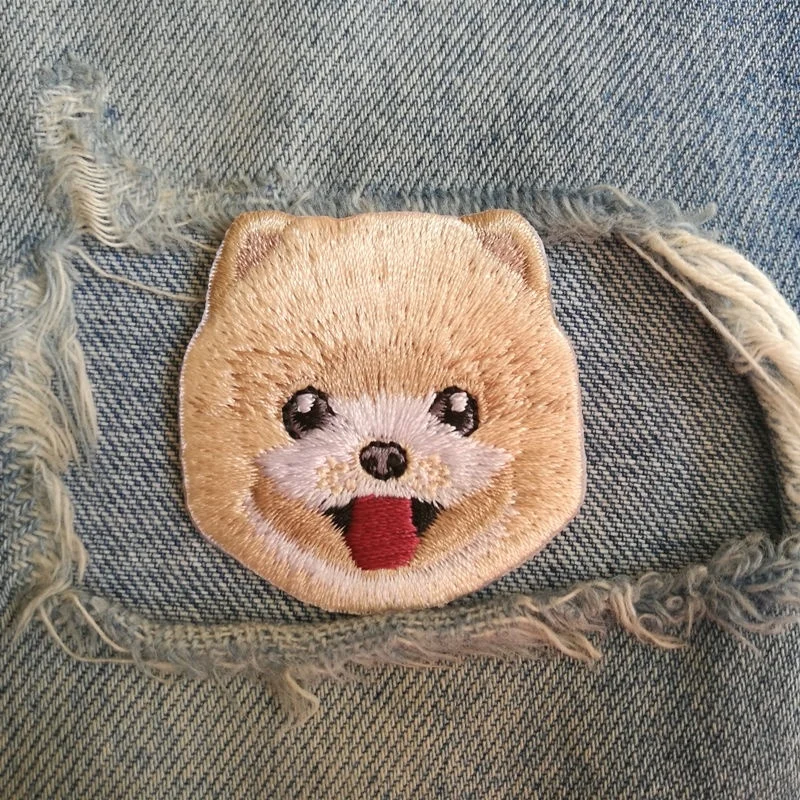 Pomeranian Iron On Embroidered Patch Black