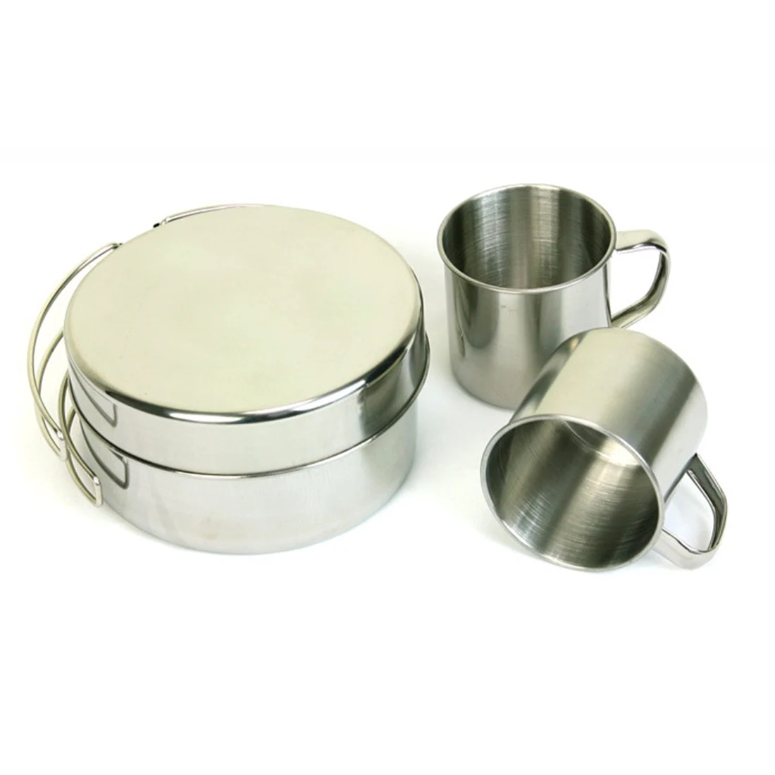 

New 8Pcs Stainless Steel Picnic Pot Pan Cup Kit Backpacking Cookware Plate Bowl Pan Cover for Outdoor Camping Cooking Set
