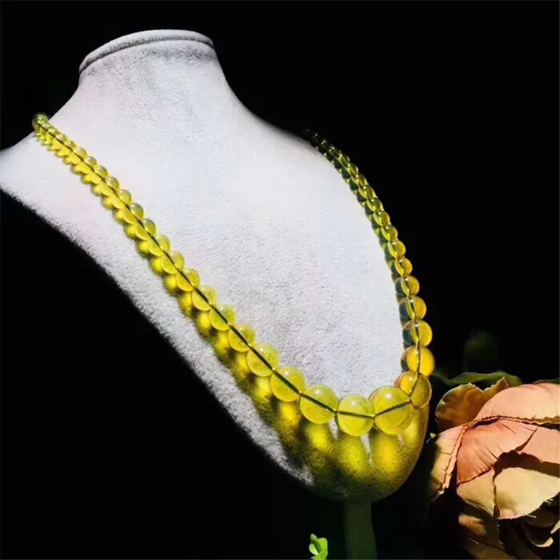 

Fashion Genuine Natural Blue Amber Necklace Women Lady Crystal Round Bead Long Chain Necklaces Size 6-15mm AAAAAA Drop Shipping