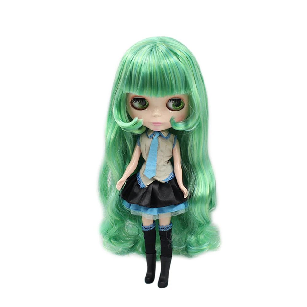 

blyth doll normal body green hair with bangs long curly hair BL622742034268 factory BJD dolls Child gift