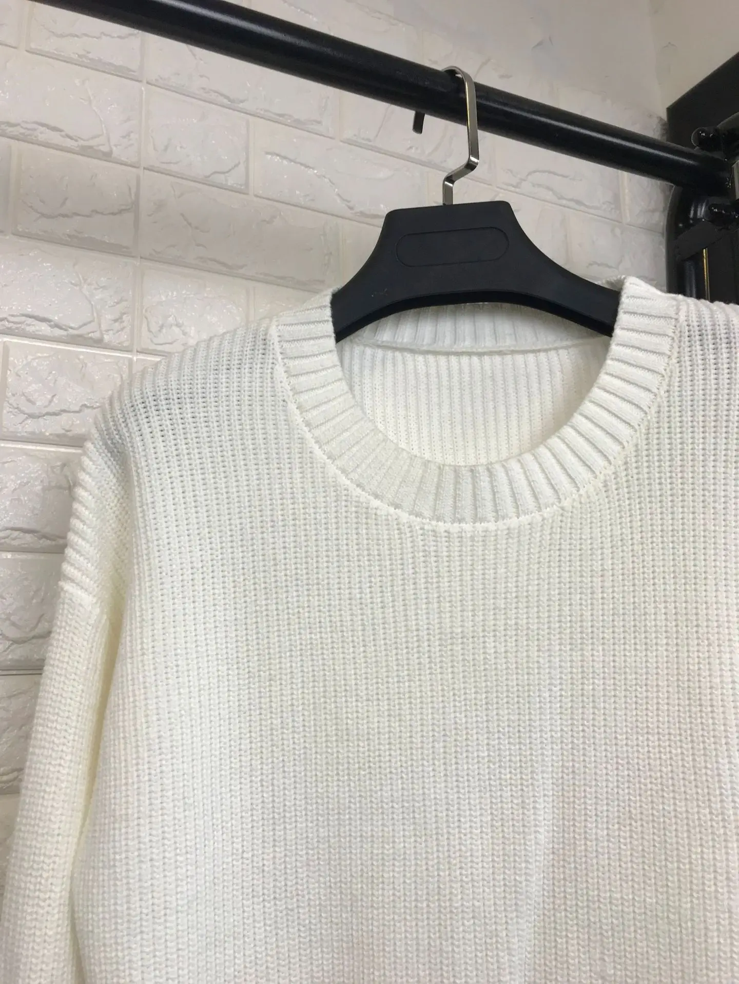 White elastic knit loose pullovers sweater 2018 new long sleeve women autumn casual sweater 