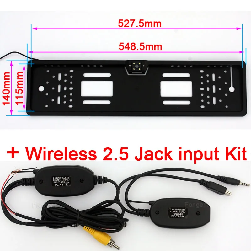 Автомобильный Обратный беспроводной монитор для камеры Европейский номерной знак рамка запасной автомобильный номерной знак заднего вида - Название цвета: TY848-Jack