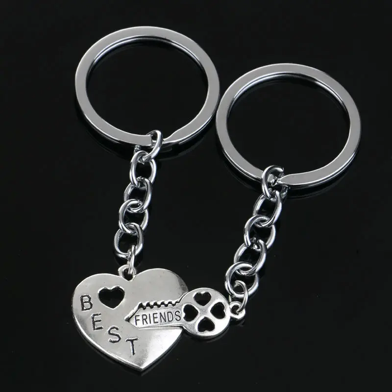 Heart Key 2PC/Set Best Friend Keyring Keychain Women Men Jewelry Chain