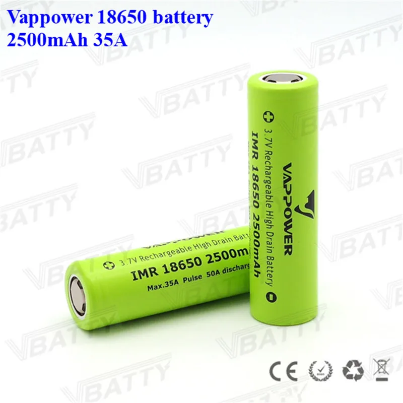 

2500mAh Vappower 18650 35A high drain battery for electronic cigarettes(1pc)