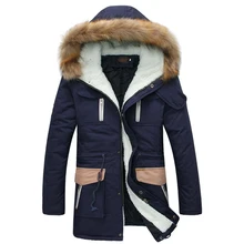 New Fashion Keep Warm Long Coats Thick Fur Collar Winter Coat Men Hooded Parka