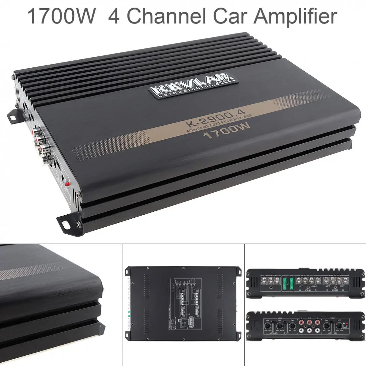 1700W 12V Class AB Digital 4 Channel Aluminum Alloy High Power Car