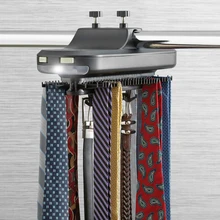 Вращающийся стеллаж для галстуков, автоматическая вешалка для галстуков, вмещает 64 галстука и 8 ремней, светодиодный светильник