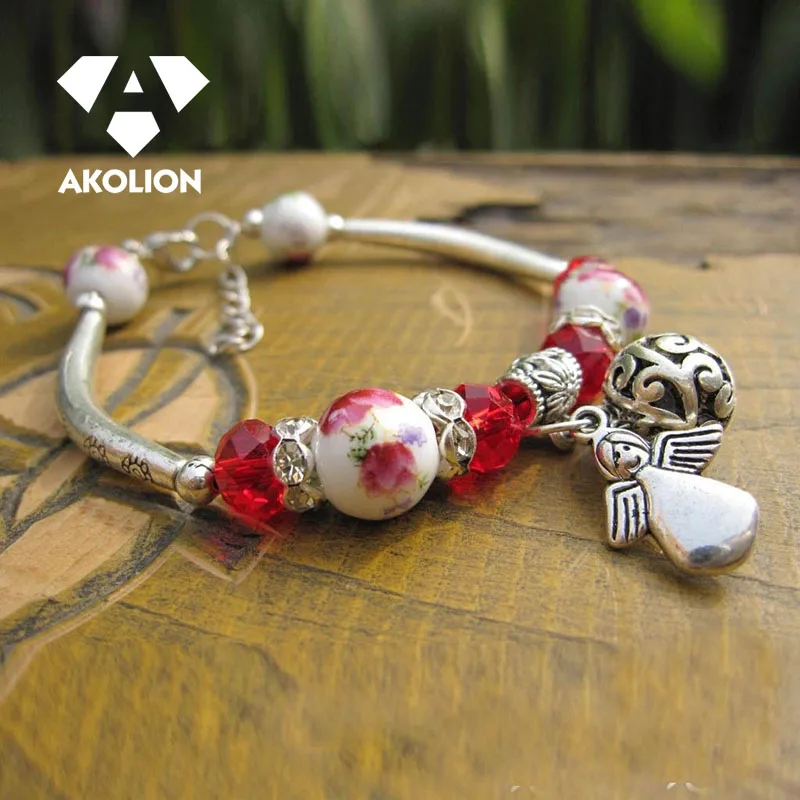 

AKOLION Women Hand-Made Miao Yin Chinese Style Bracelet Exquisite Retro Star Fish/Angels/Rose/Fish Bones Jewellery 2019 Btsl--14