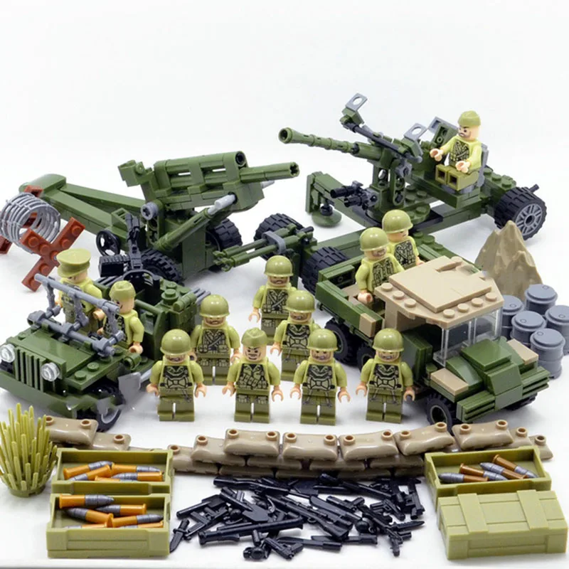 

New LegoINGlys 4 in 1 US Army Military World War 2 SWAT Soldier Weapon Gun Building Blocks Bricks Figures Boy Toy Gift Children