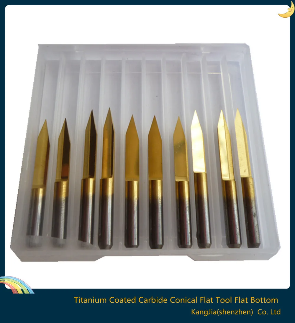10x 60 Degree 0.2mm Titanium Coated Carbide PCB Engraving Bits CNC Router Tool