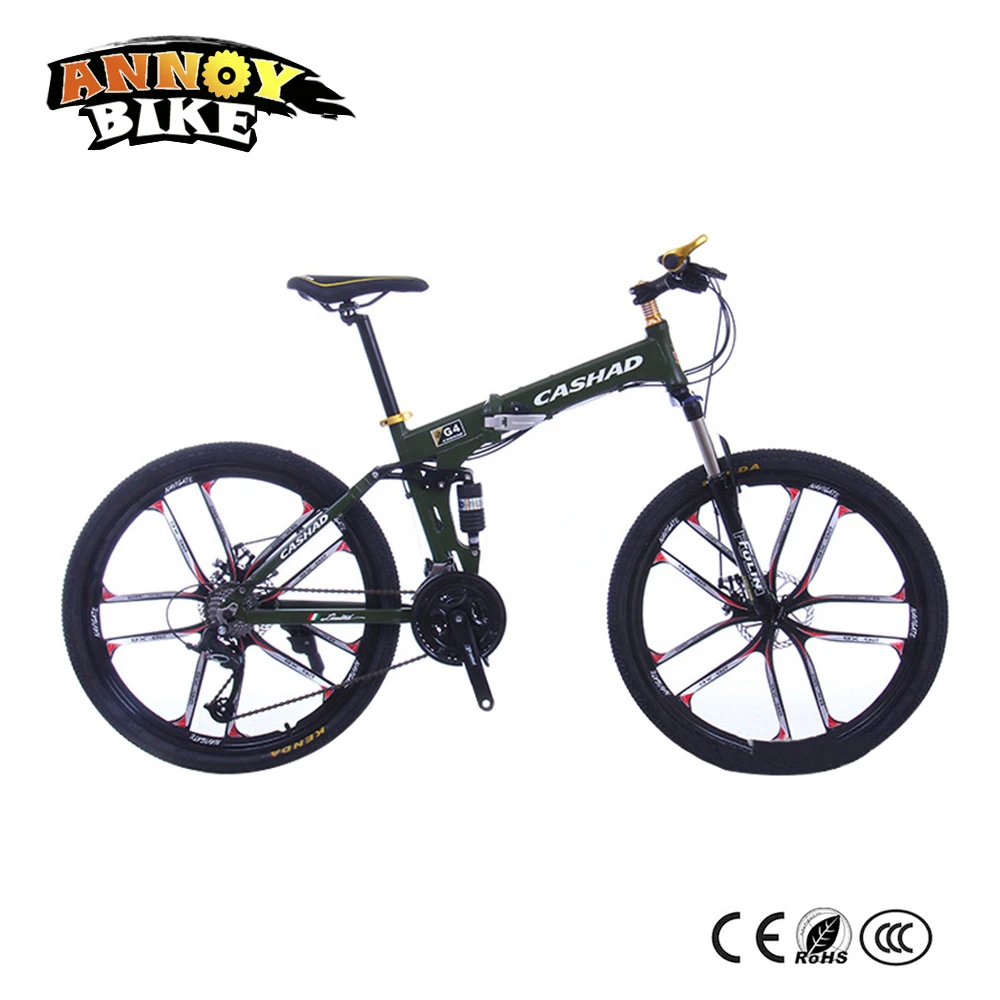 26 inch Aluminum alloy 21/24/27 speed Double disc brake bicycle Double shock absorption Oil spring fork Folding mountain bike 26 inch Aluminum alloy 21/24/27 speed Double disc brake bicycle Double shock absorption Oil spring fork Folding mountain bike
