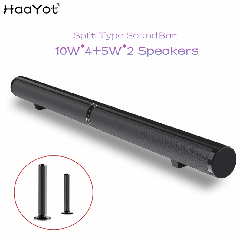 

HAAYOT Split Type 50W HIFI Wireless Bluetooth Speaker Stereo Soundbar Support USB Optical RCA HDMI Subwoofer for TV Sound Bar