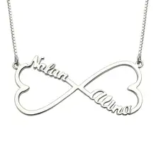 Personalized Heart Infinity Name Necklace Silver Love Heart Necklace Infinity Symbol Jewelry Couple Necklace BFF Gift