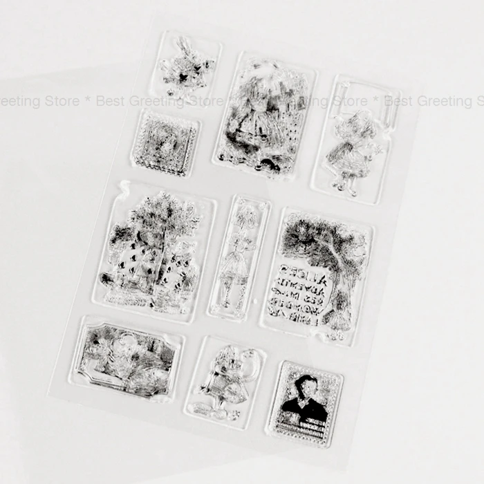 Alice in Wonderland Stamps Scrapbooking Postcard Cardmaking Stamps wooden rubber stamps for card making