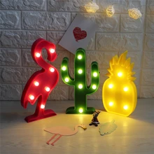 Cute Led Flamingo Unicorn Night Lights Marquee Sign Pineapple Cactus Star Luminary Wall Lamp Cartoon Animal Decor Lighting Gifts litake cute unicorn head led night light animal marquee lamps on wall for children party kids gifts bedroom decor